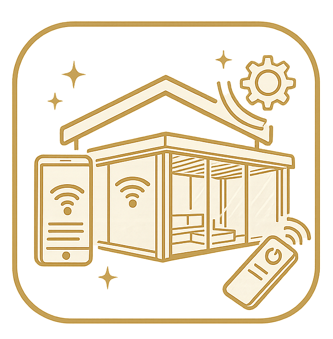 Icono de automatización y domótica para toldos y pérgolas en viviendas inteligentes en Madrid